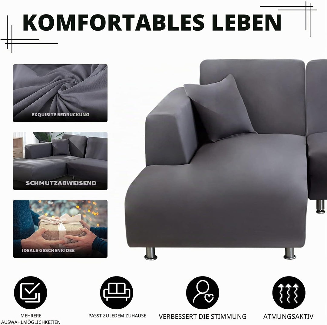 Lydevo Sofabezug Ecksofa L Form Sofa Überwürfe Stretch Sofabezug L Form Rechts oder Links mit Zwei K