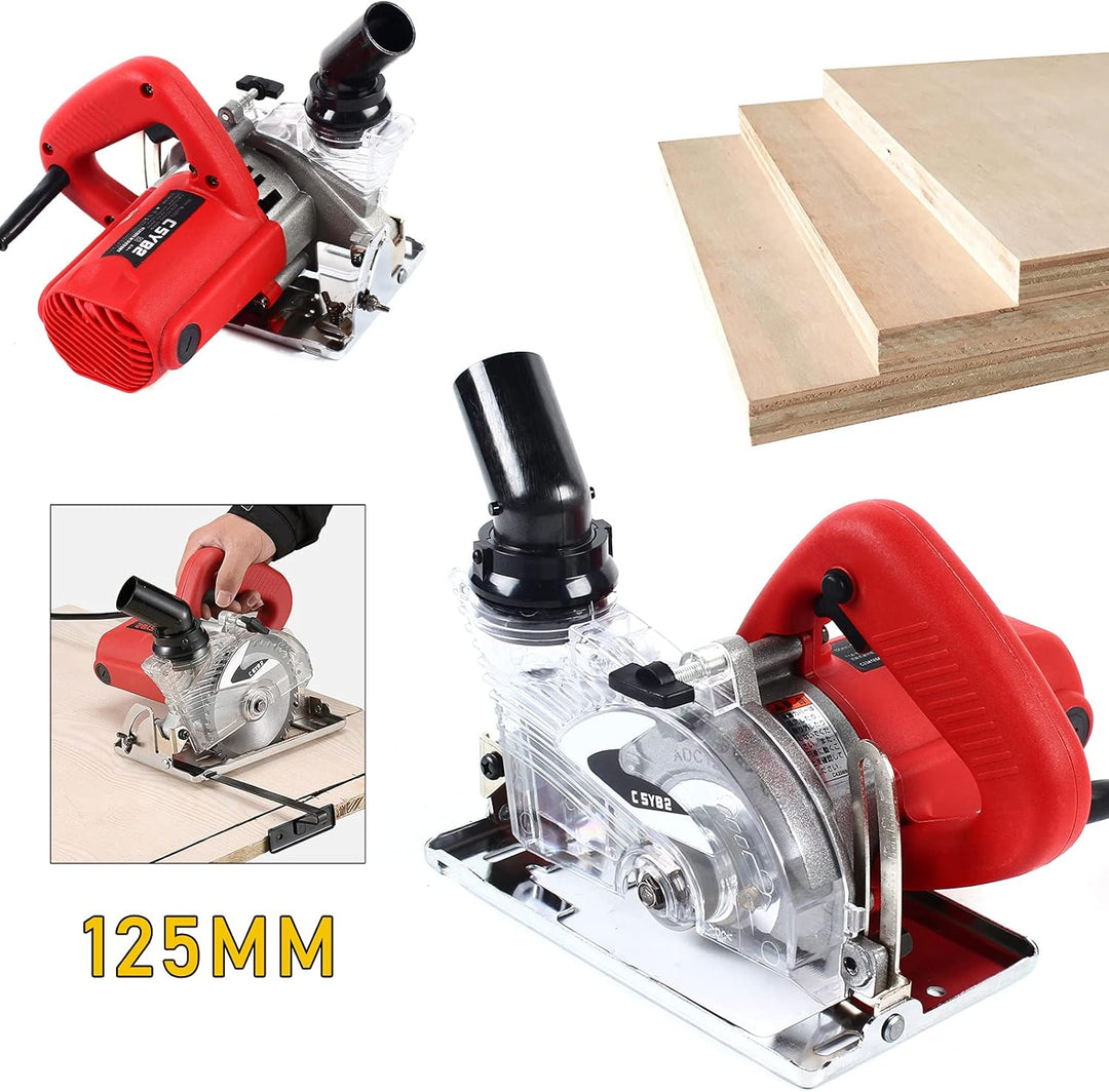 Mauernutfräse 1800W, Staubfreie Schlitzfräse mit Schneidmessers 125 mm 18000 U/min Stofftasche Sechs