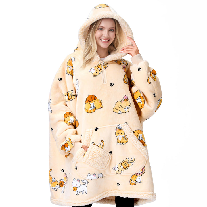 Giggling Getup tragbare Decken Hoodie – Übergrosse Flanell Sherpa Fleece Sweatshirt Decke für Erwach
