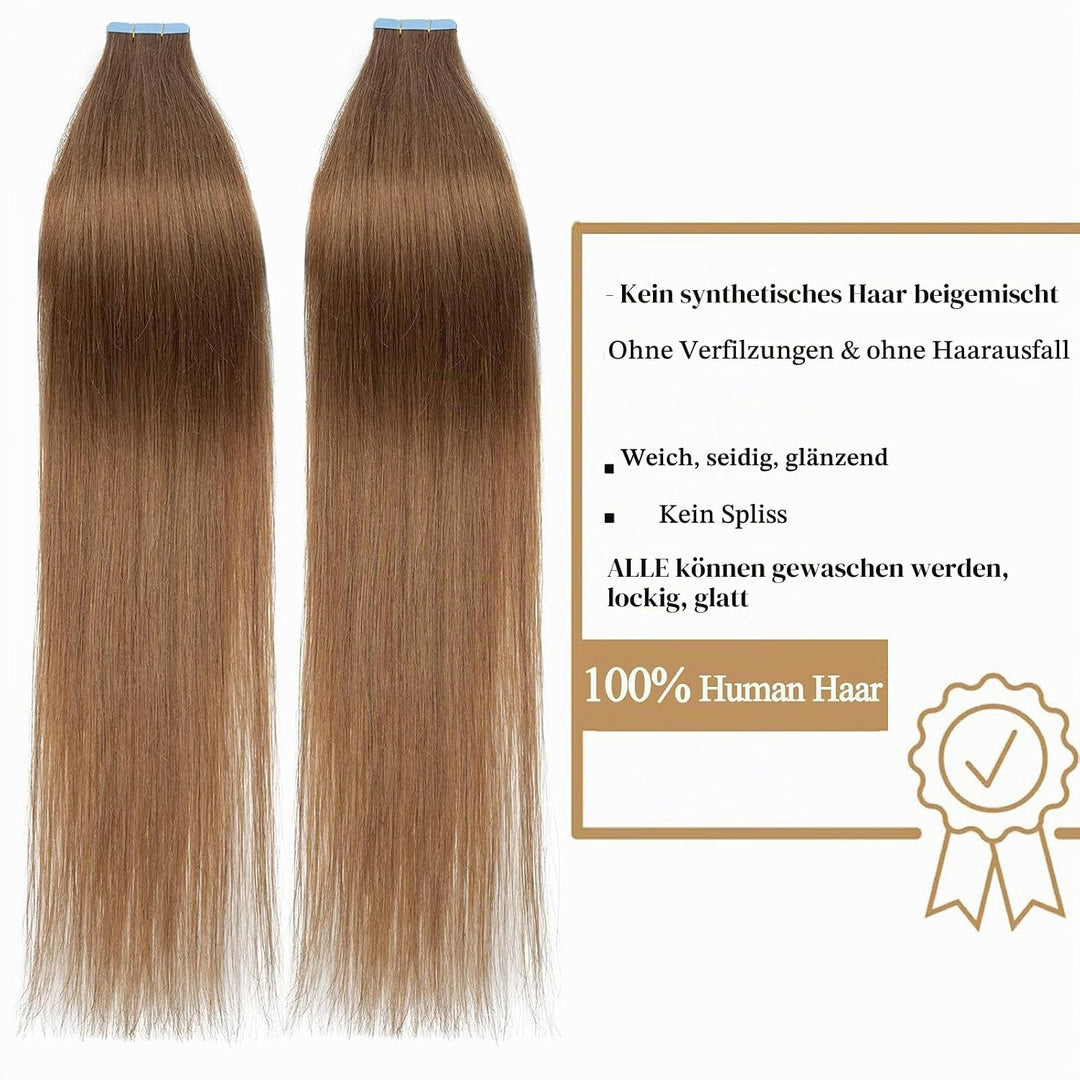SEGO 40 Stück Tape in Extensions Echthaar Klebeband Haarverlängerung 100% Remy Human Haar Haarteil (