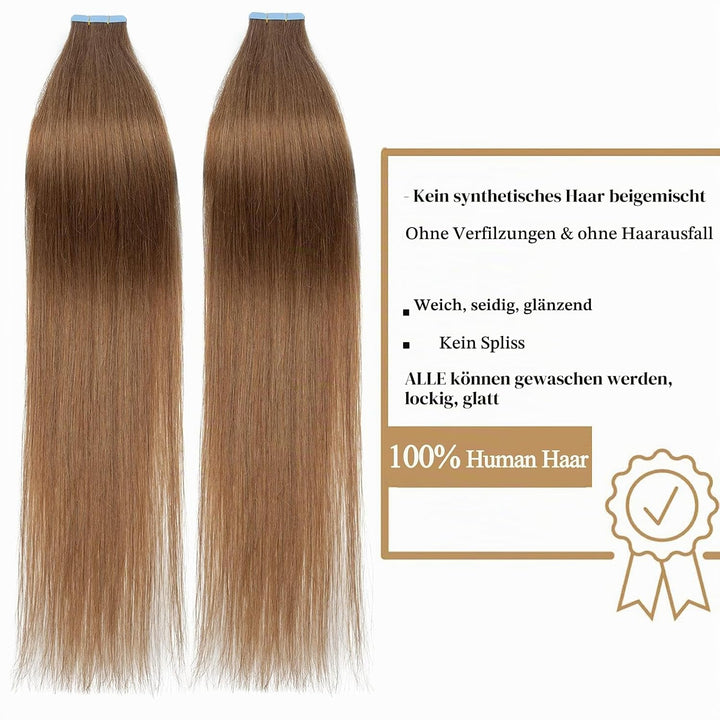 SEGO 40 Stück Tape in Extensions Echthaar Klebeband Haarverlängerung 100% Remy Human Haar Haarteil (