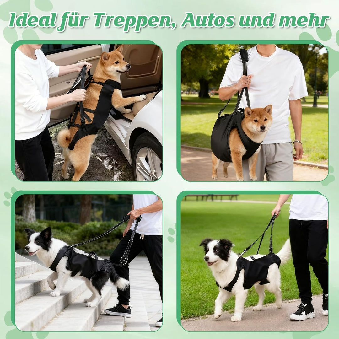 Hunde-Hebegeschirr, Tragehilfe für Hunde, Stützgeschirr mit verstellbaren Griffen und atmungsaktivem