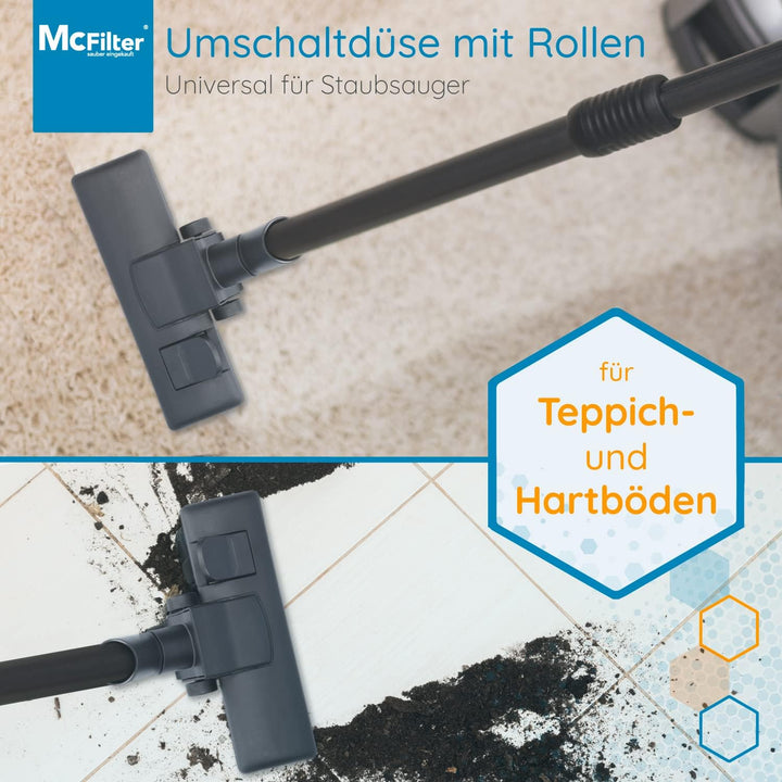 McFilter Staubsaugerdüse geeignet für Siemens VSQ5X1230 Q5.0 extreme SilencePower | 35mm | 2 Rollen