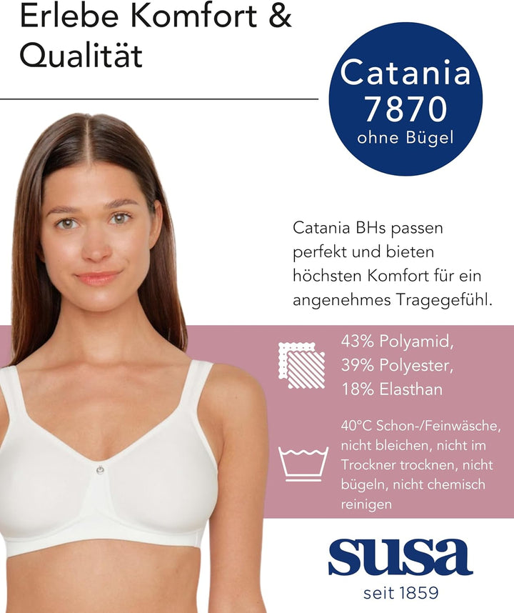 SUSA BH Damen ohne Bügel - Catania 7870 - 75A ivory - Spacer-BH mit Unterbrustband - Gemoldete Cups