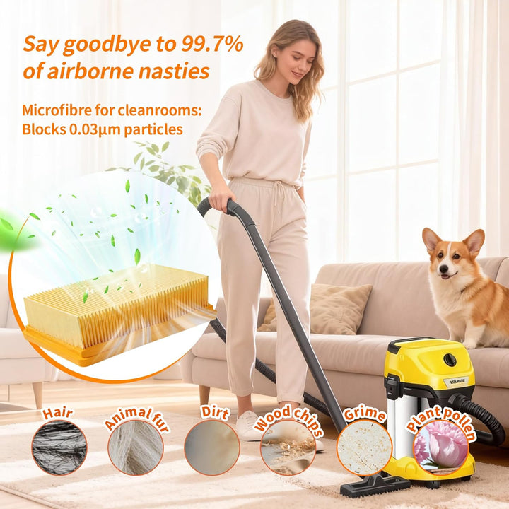 10 Stück KFI 487 staubsaugerbeutel mit 2 Filter Ersatz für Kärcher WD4 WD5 WD6 WD5 P WD6 P MV4 MV5 M