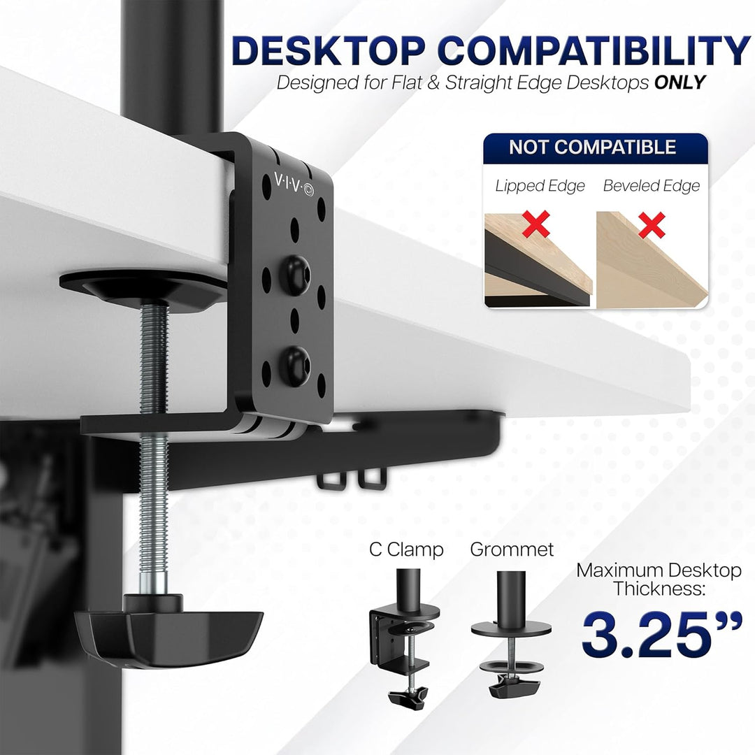 VIVO Dual LCD Monitor Desk Mount Stand Heavy Duty Fully Adjustable fits 2 /Two Screens up to 27" Sch