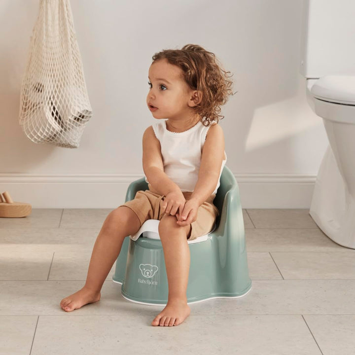 Bundle of BabyBjörn Topfstuhl, Graugrün/Weiss + Tritthocker, Graugrün/Weiss