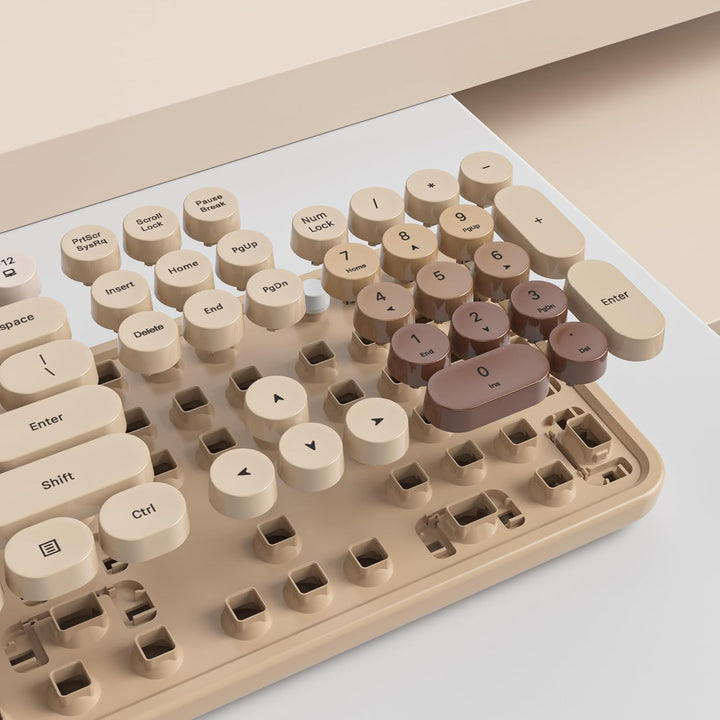 SbocKeeb Kabellose Tastatur und Maus, 104 Schreibmaschinen Tastatur in Voller Grösse mit Nummernbloc