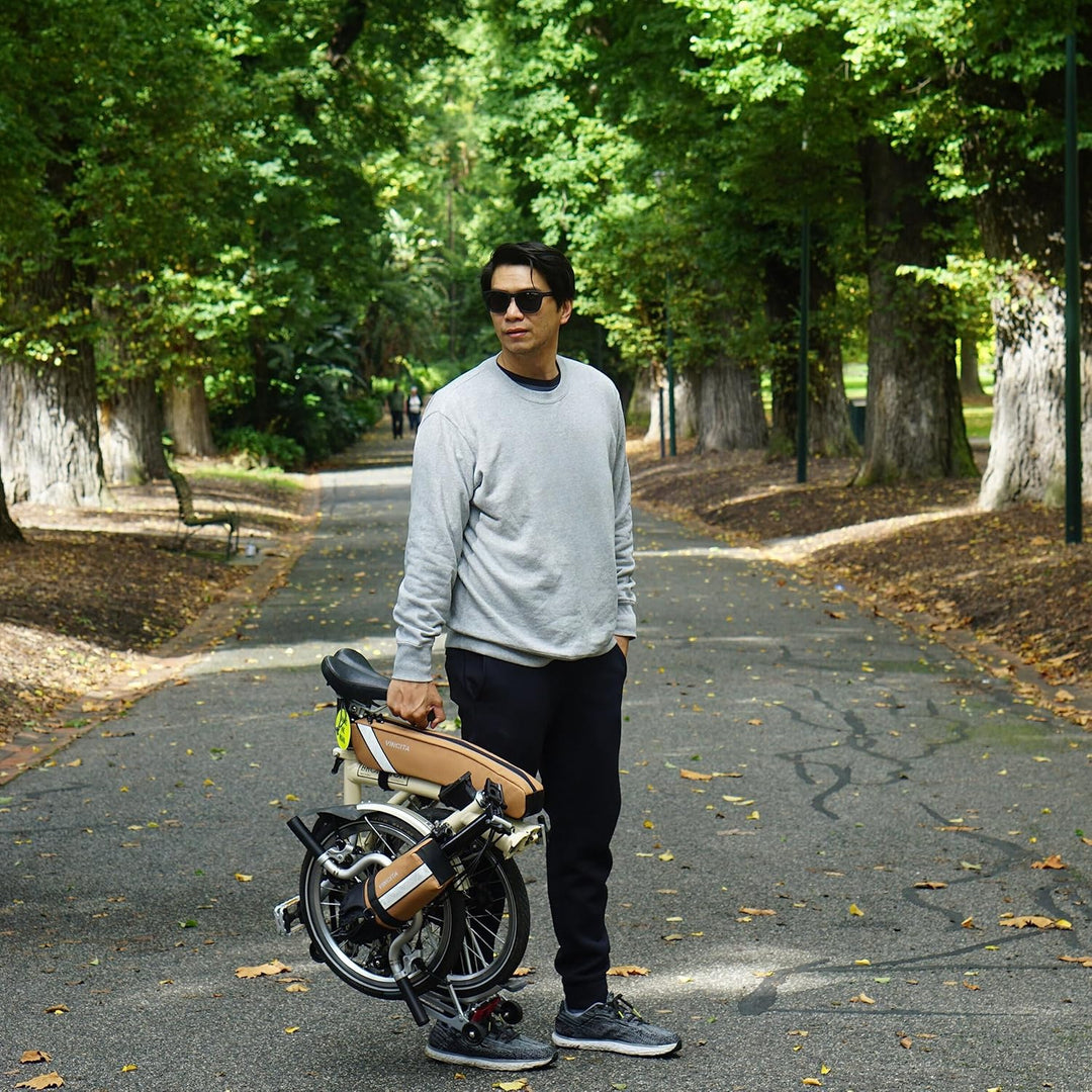 Vincita VOYAGE Rahmentasche für Brompton-Fahrrad (Braun, Gross) - 2 L Brompton Fahrradzubehör L Brau