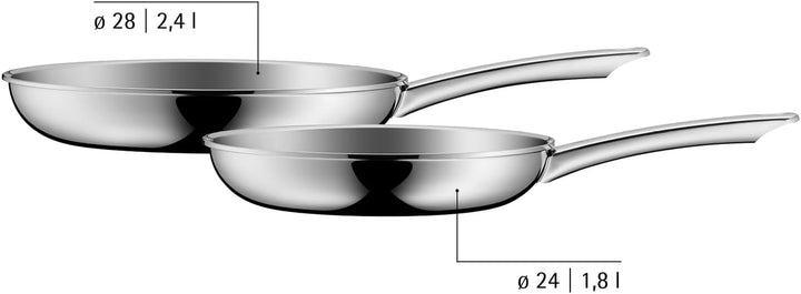 WMF Profi Resist Stielpfannen-Set, 24 und 28 cm, Bratpfanne, Kratzfest, PermaDur Antihaftversiegelun
