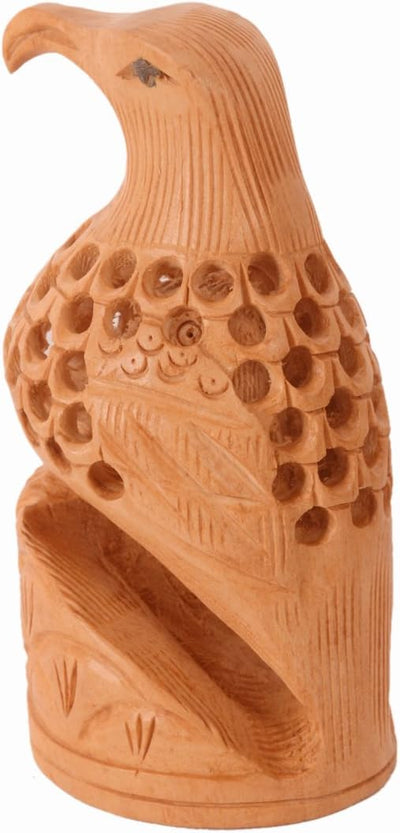 purpledip Holz Eagle Hawk mit jaali Schnitzarbeit; Miniatur Idol Geschenk Souvenir (10979)