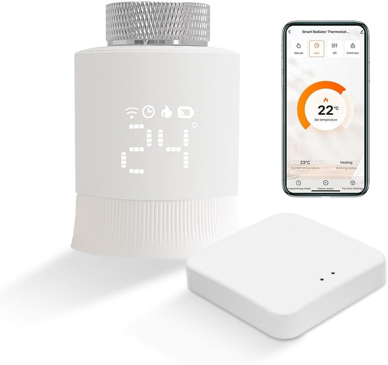KETOTEK Smartes Heizkörperthermostat WLAN, Zigbee Thermostat Heizung mit Hub, Programmierbar Heizung