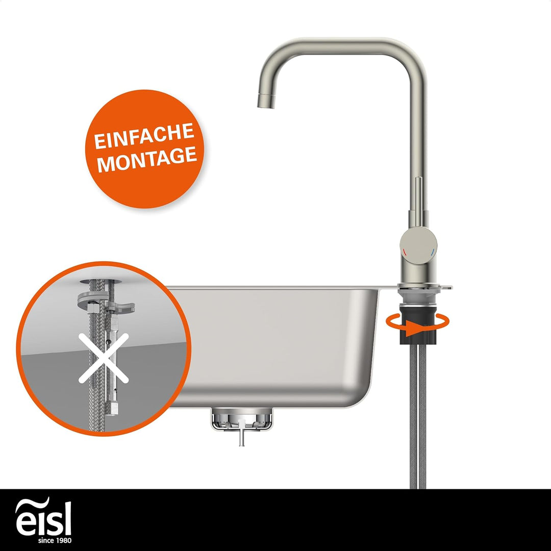 EISL NI182GANI Spültischarmatur FUTURA, Küchenarmatur mit hohem Auslauf, Einhebelmischer, Edelstahlo