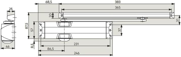 BASI Dorma M110880, silber Türschliesser TS 90 Impulse EN 3/4, 1-flg. mit Gleitschiene