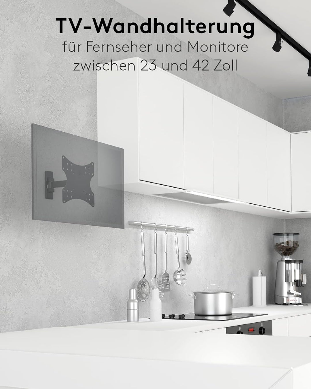 goobay TV-Wandhalterung – 23 bis 42 Zoll, voll bewegliche neig- und schwenkbare Monitorhalterung, 20