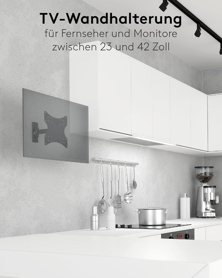 goobay TV-Wandhalterung – 23 bis 42 Zoll, voll bewegliche neig- und schwenkbare Monitorhalterung, 20