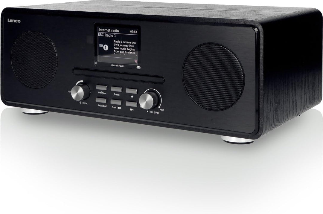 Lenco DIR 260 Internetradio - DAB+ Digitalradio - Bluetooth - WLAN - Radio-CD Player - 2,8“ Farbdisp