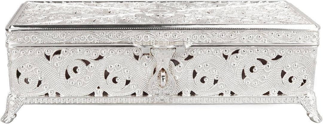Ejoyous Vintage-Schmuckschatulle aus Metall, Legierungsmaterial, Weiches Samt-Interieur, Elegantes D