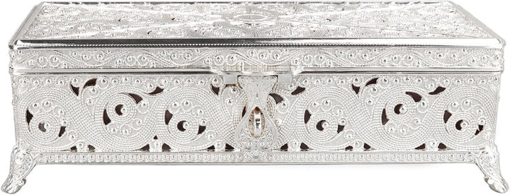Ejoyous Vintage-Schmuckschatulle aus Metall, Legierungsmaterial, Weiches Samt-Interieur, Elegantes D
