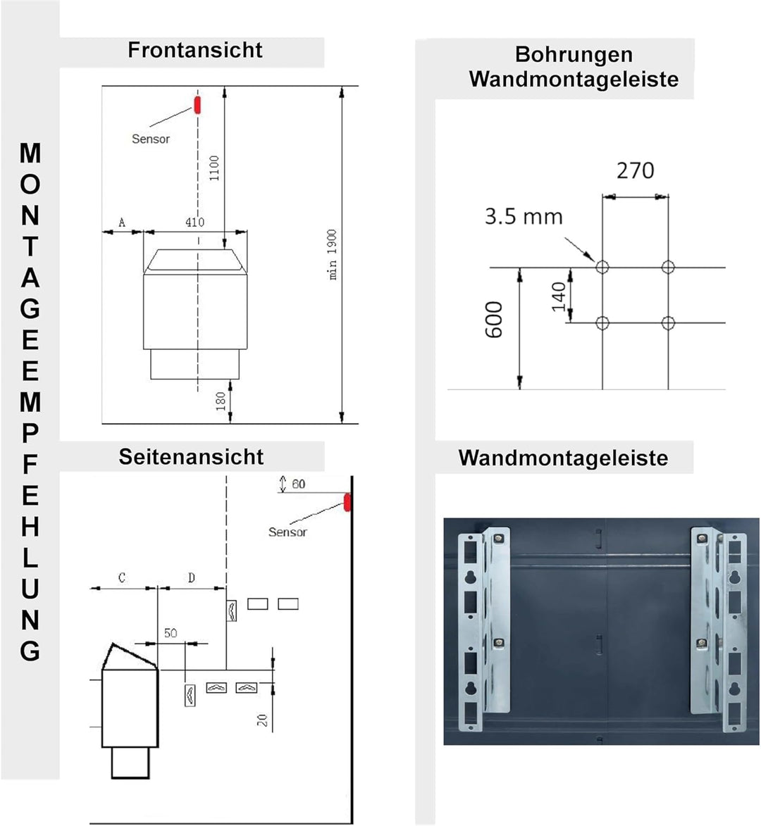 vanvilla Saunaofen 6 KW / 380V, Sauna Ofen inkl. Aussensteuerung