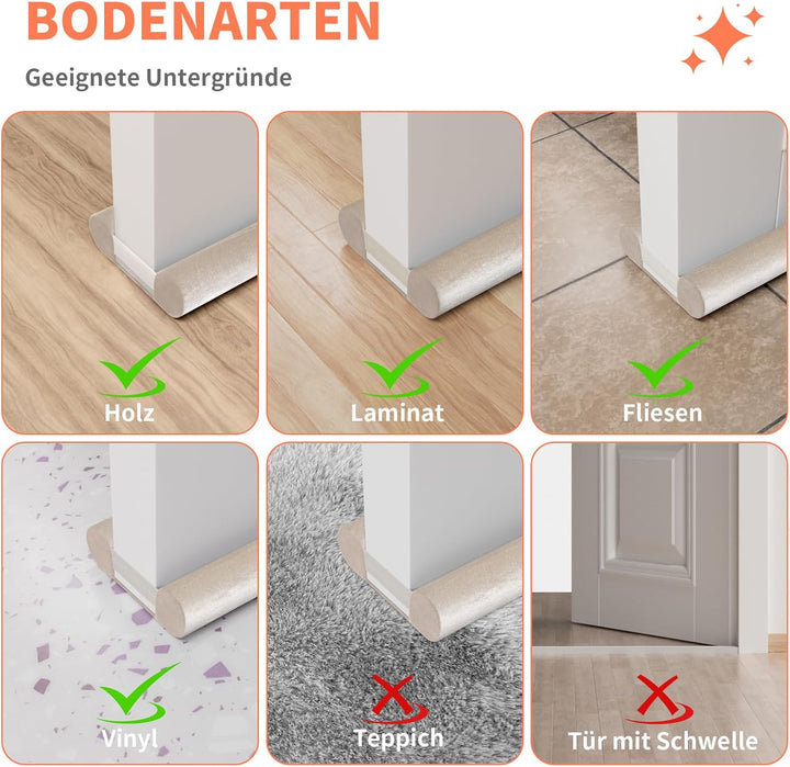 Zugluftstopper für Türen Rückstandlos Türdichtung Haustür 60-110CM Windstopper Kälteschutz Schallsch