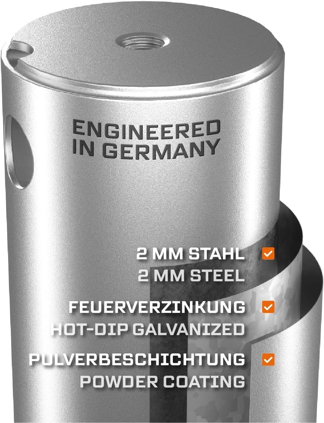 Maxerio 60 cm U-Set 3er Schraubfundamente inkl. 121 mm Pfostenträger; Ø 60 x 2; M12 12cm 3er U-Set,