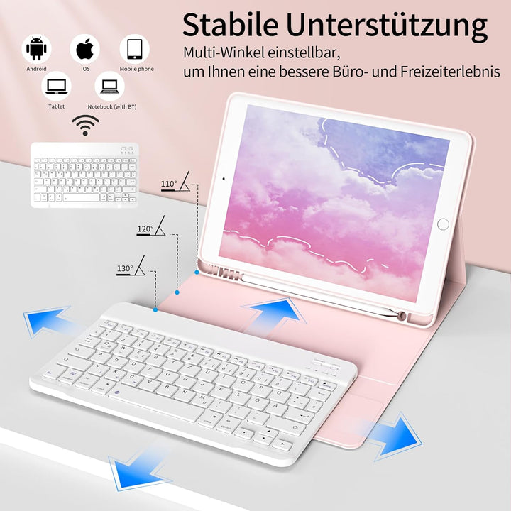 Hülle mit Tastatur für iPad 9. / 8. / 7. Generation 10,2 Zoll 2021/2020/2019, Bluetooth Magnetisch Q