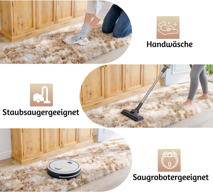 MARATIP Plüsch Teppich,Flauschiger Teppich Rund,grosse Grösse modernes Wohnzimmer,Kinder Mädchen,wei