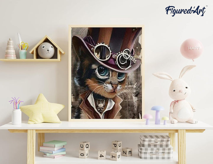 Figured'Art Diamond Painting Erwachsene 40x50cm Ganze Leinwand gerollt Dandy Katze 5D Bilder Eckige