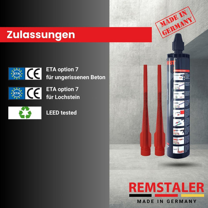 8x Remstaler VERBUNDMÖRTEL 300ml | -HÖCHSTE QUALITÄT- made in GERMANY | Injektionsmörtel | Montagemö