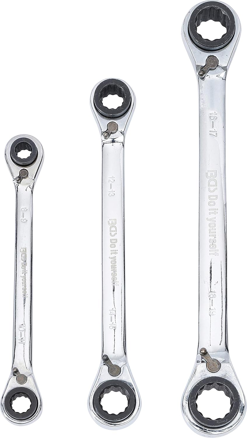 BGS Diy 6837 | Ratschen-Ringschlüssel-Satz | 4-in-1 | SW 8 x 9-18 x 19 mm