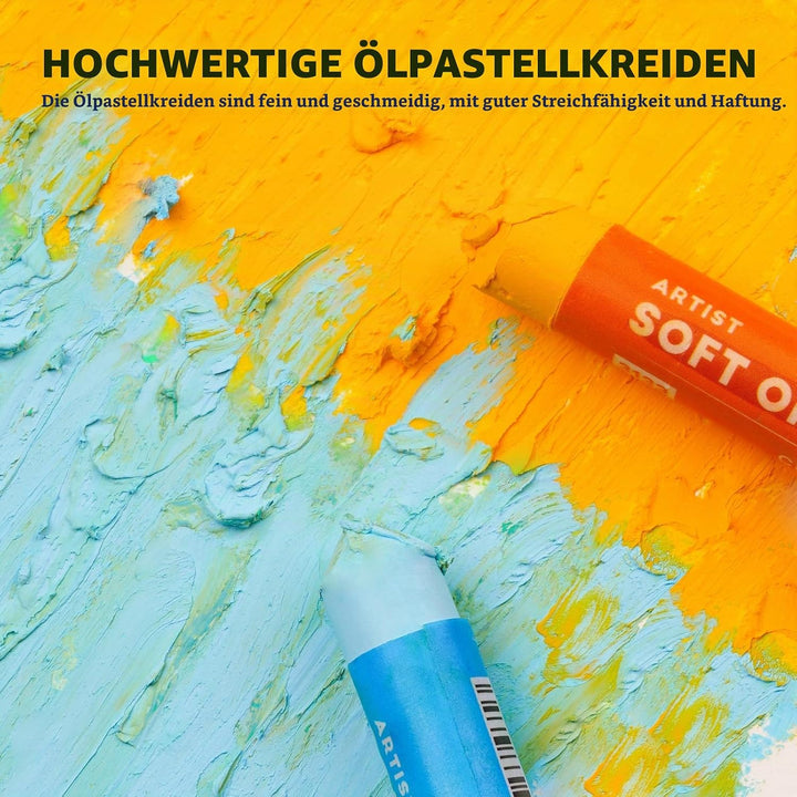 Arrtx Ölpastellkreiden,48 Farben Set,Ungiftige weiche Ölpastellkreiden für Malerei, Zeichnen, Mische