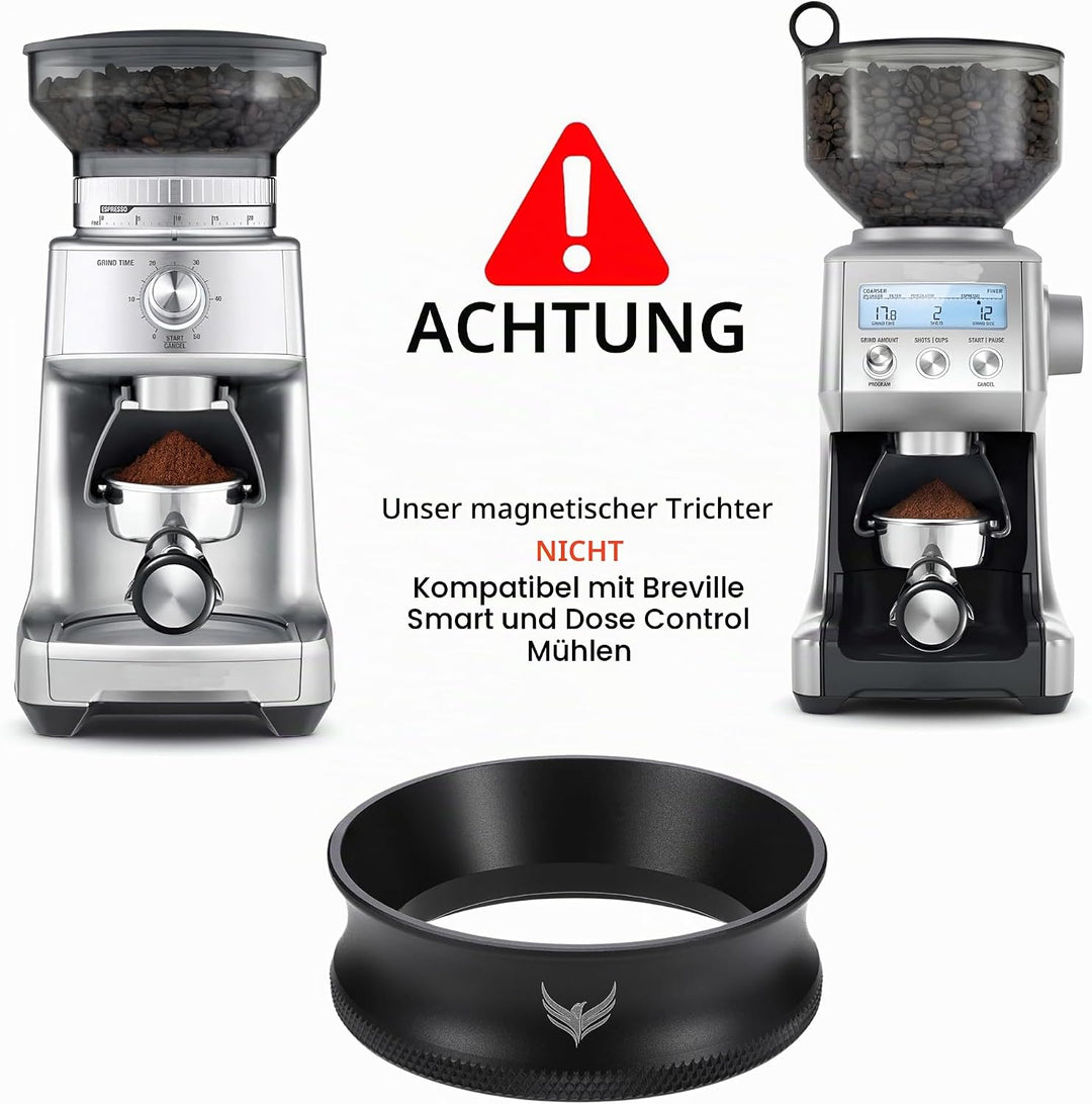 KNODOS Magnetischer 54 mm Kaffee Dosierring und Espresso Pucksieb Set für 54 mm Siebträgerkorb, komp