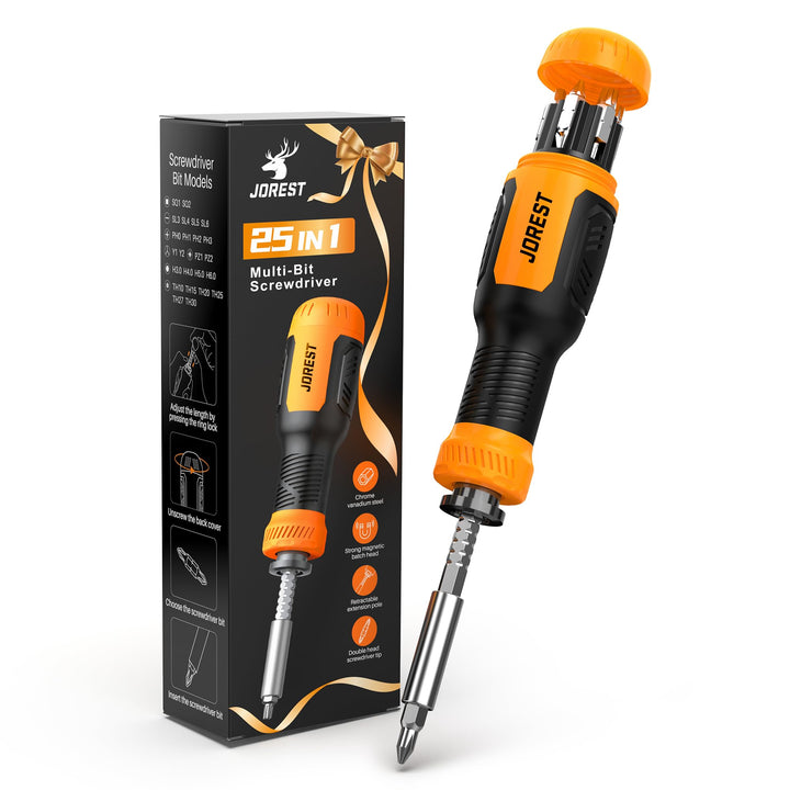 Jorest 25 in 1 Multi Bit Schraubendreher Set, Geschenke für Männer, Mini Schraubendreher mit Torx, S