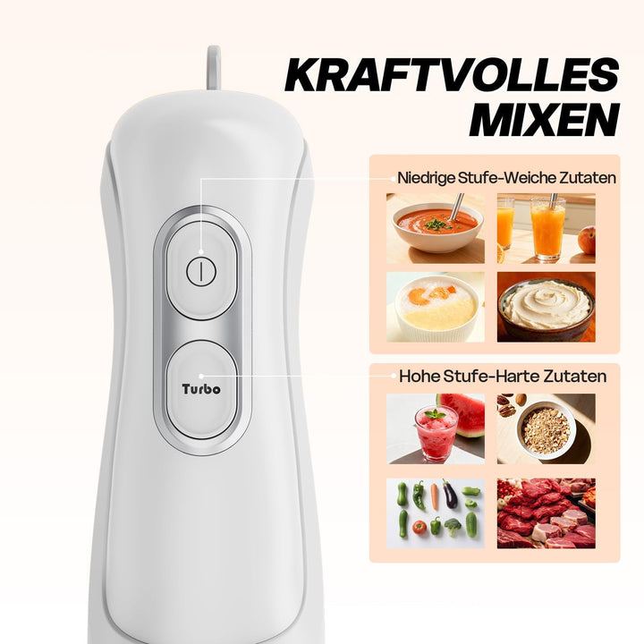 BESROY 1100W Stabmixer Edelstahl, Elektrischer Pürierstab &amp; Hand Blender mit 2 Geschwindigkeitsstufe