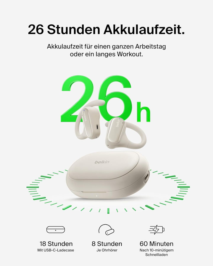 Belkin SoundForm ClearFit kabelloser Open-Ear Kopfhörer, leichter, bequemer Sportkopfhörer, Kopfhöre