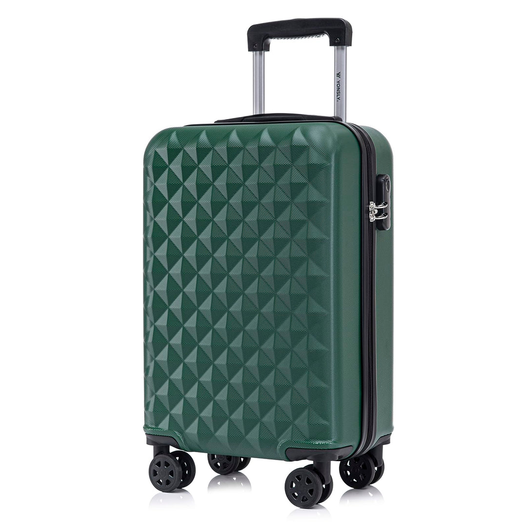 Koffer Suitcase M Dunkelgrün, Trolley Reisekoffer, Kabinenkoffer Rollkoffer Handgepäck mit 4 Rollen
