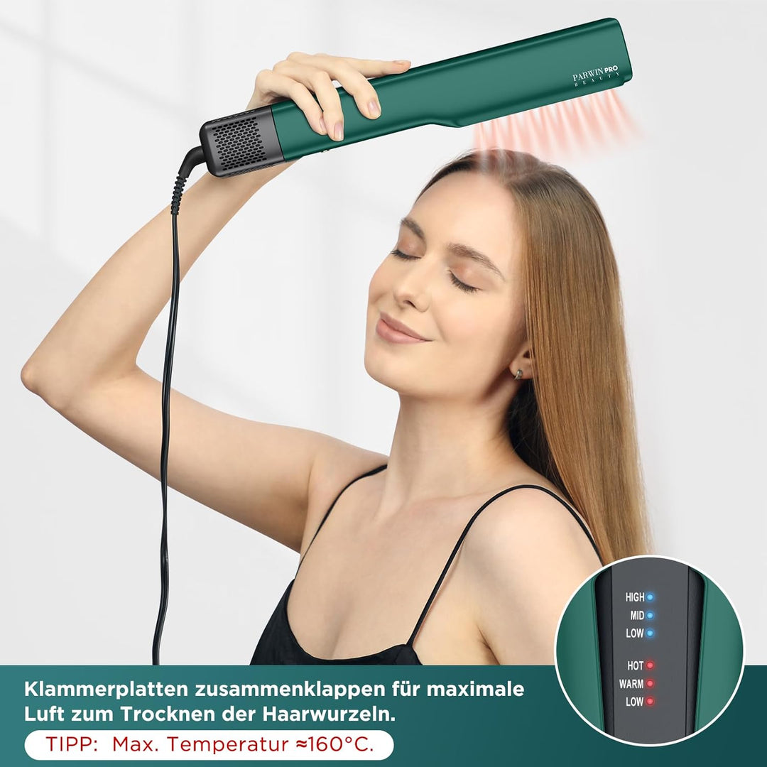 Air Haarglätter, PARWIN PRO BEAUTY Ionen Air Glätteisen, Nass bis Trocken, Ohne Heizplatten, Ohne Hi