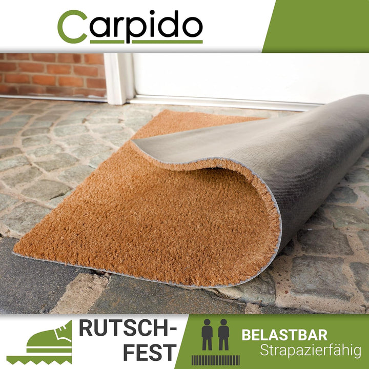 Robuste DIY Fussmatte Kokos 160x100cm (Rechteckig) - Kokosmatte 16 mm natur | Rutschfeste Fussmatte