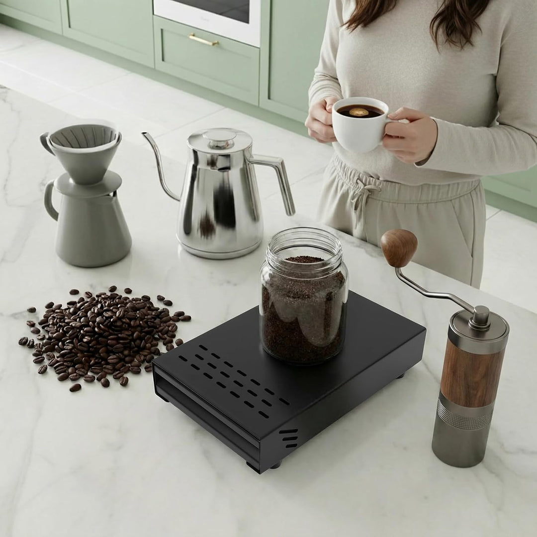 Kaffeesatz-Behälter, Edelstahl, 28x18x5cm, Schwarz