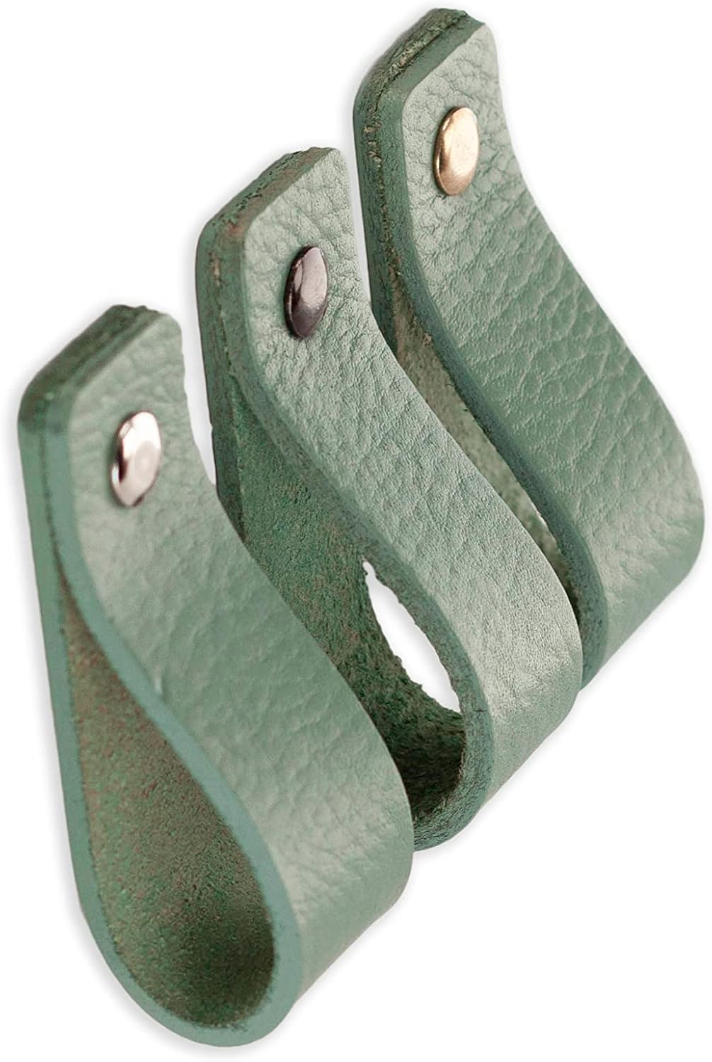 Brute Strength - Ledergriffe für Möbel - Blassgrün - 12 Stück - 16,5 x 2,5 cm - Schrankgriff, Türgri