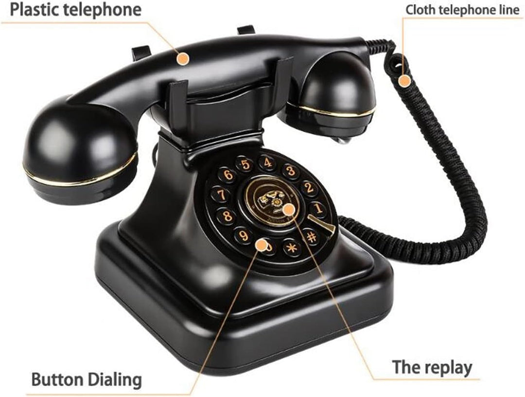 Vintage Festnetztelefon, Altmodisches Retro Schnurlostelefon mit Disc Taste und HD Mikrofon, Retro S