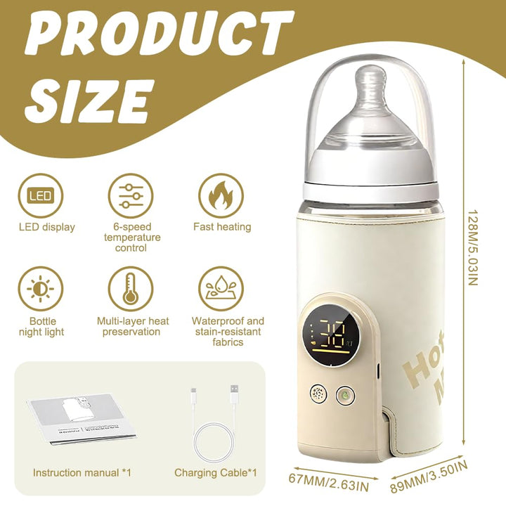 Flaschenwärmer Baby Unterwegs, HOVCEH Tragbarer Flaschenwärmer Baby mit LCD-Display 6000mAh, Portabl