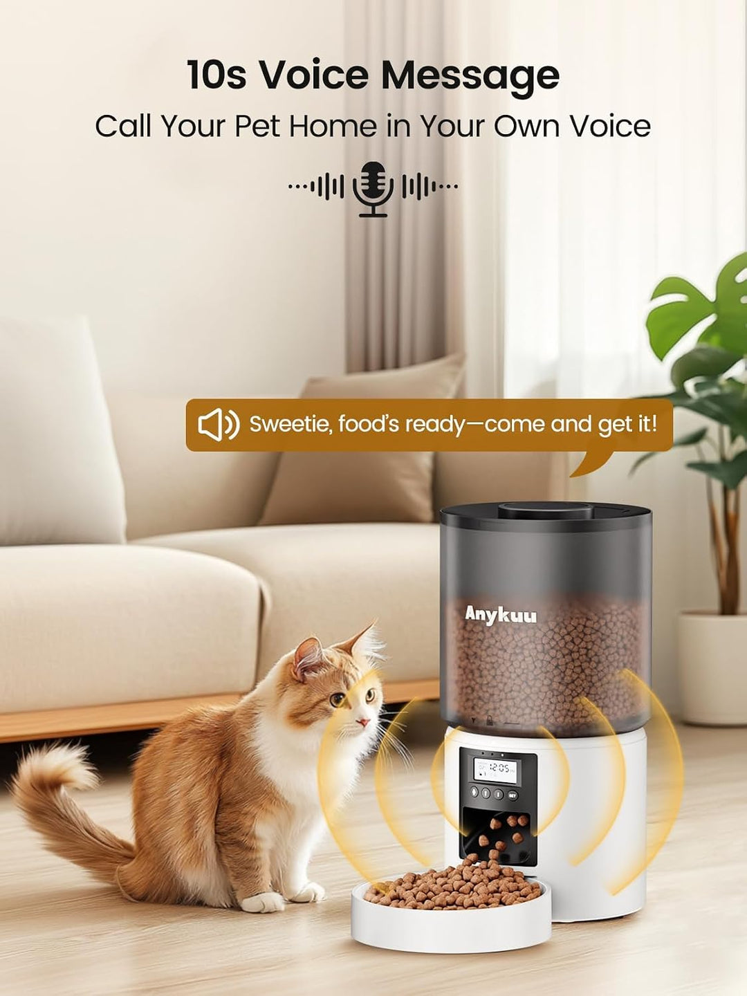 Anykuu Futterautomat Katze &amp; Hund 4L Pet Feeder Cat mit Timer &amp; Portionskontrolle 1-6 Mahlzeiten pro