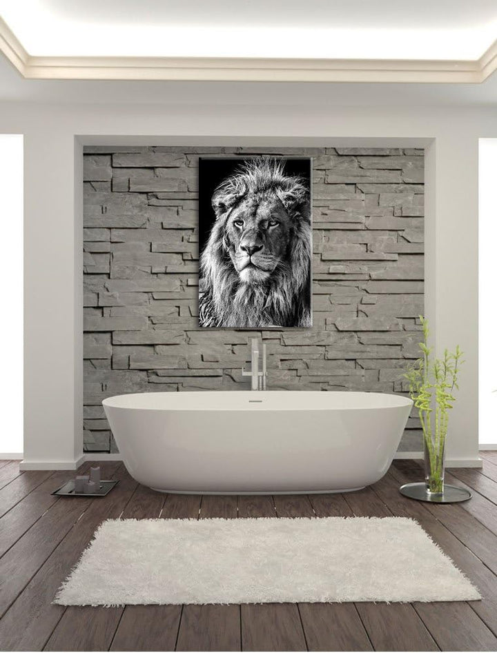 Pixxprint Monocrome, beeindruckender Löwe, Format: 100x70 auf Leinwand, 100x70