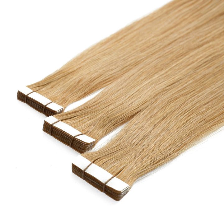 hair2heart Premium Tape Extensions Echthaar glatt - 10 Tapes 2.5g 50cm 9/31 lichtblond gold-asch 50c
