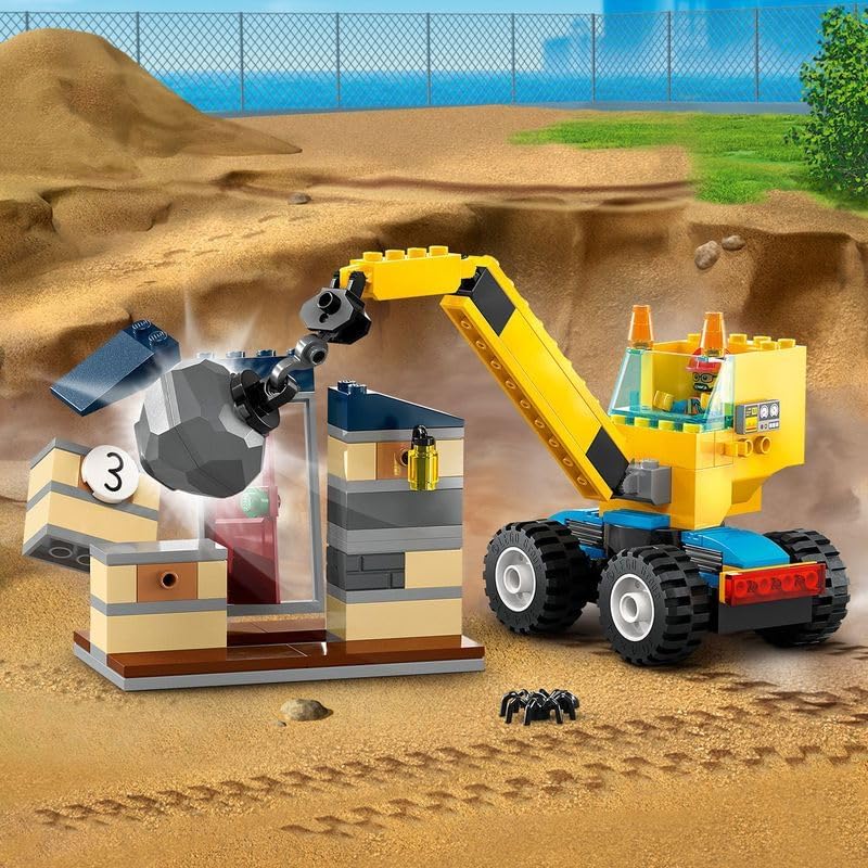 LEGO City Baufahrzeuge und Kran mit Abrissbirne, Spielzeug mit Bagger, Kipper und Transportfahrzeuge
