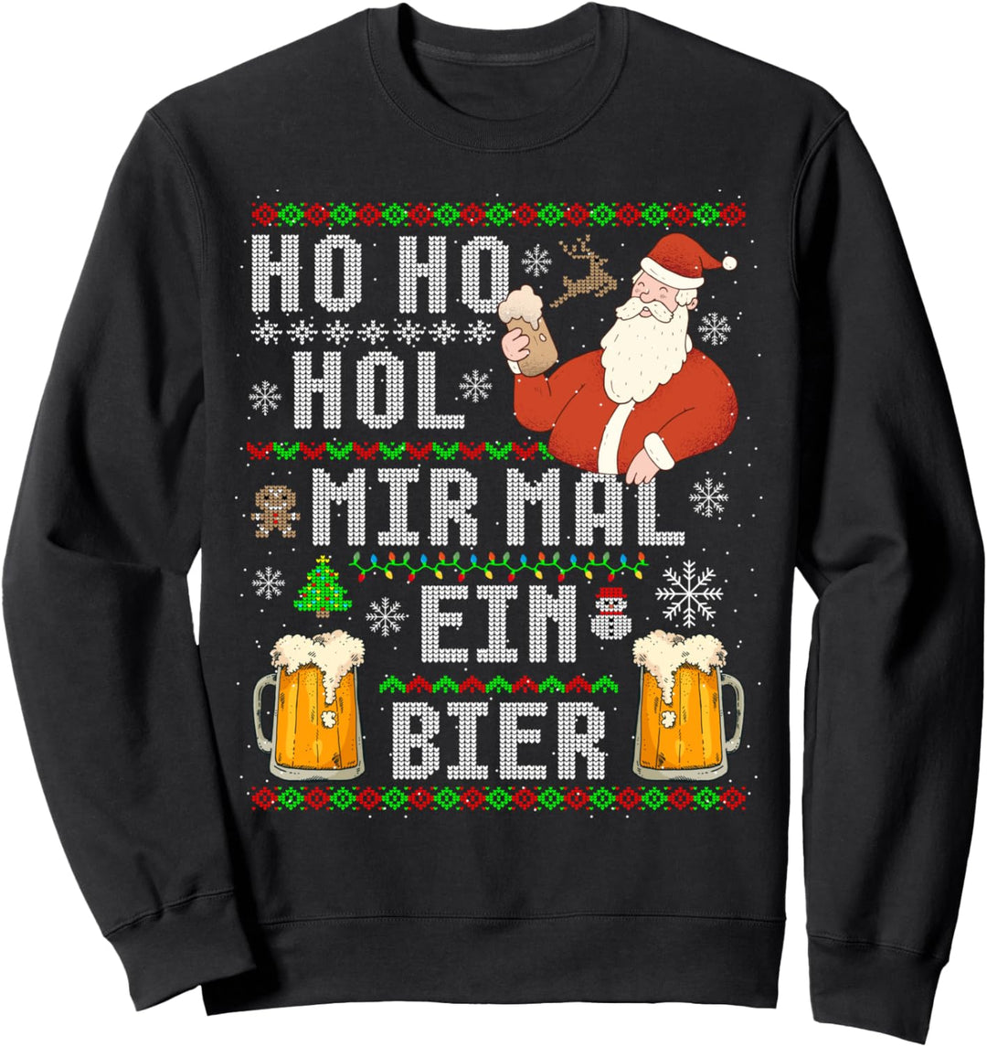 Witziges Weihnachten Ho Ho Hol mir ein Bier Ugly Christmas Sweatshirt