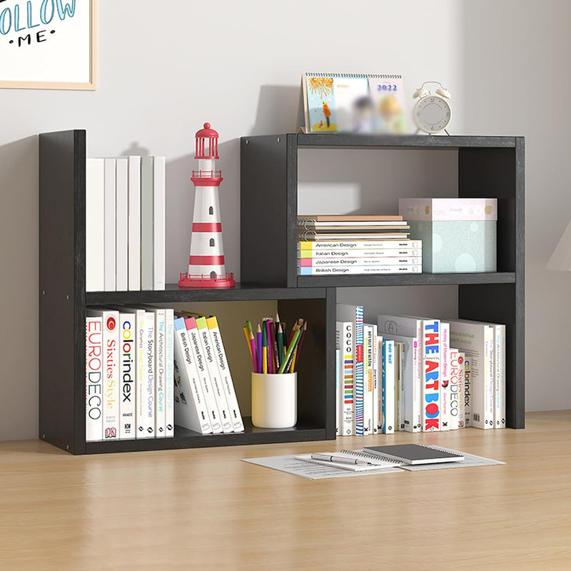 Desktop-Akten-Organizer, Schreibtisch, Bücherregal, Büro, Bücherregal, verstellbar, aus Holz, Bücher