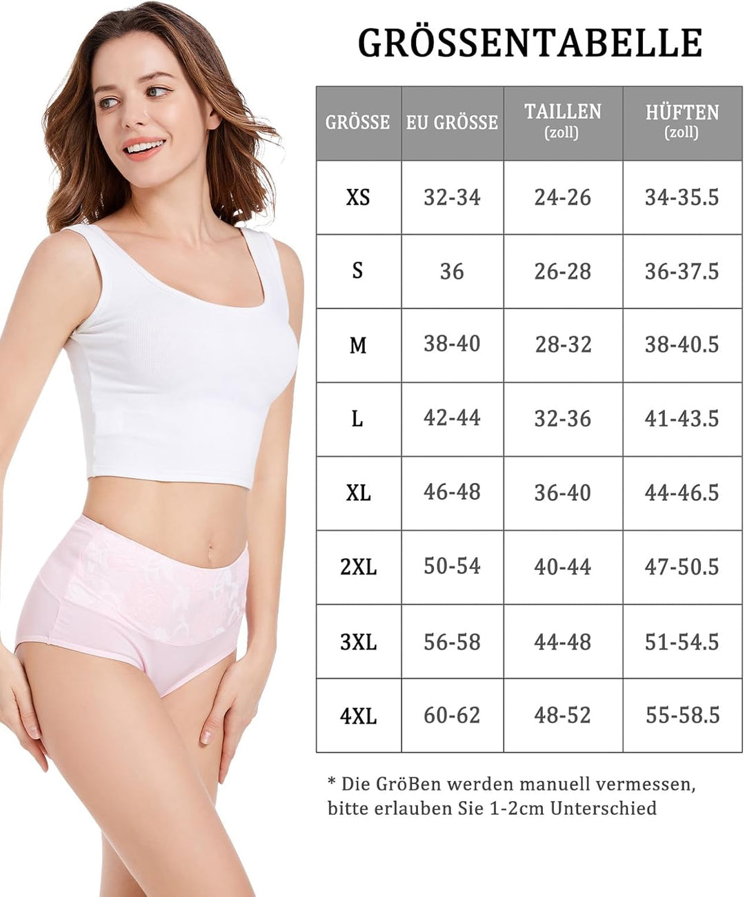 HAVVIS Unterhosen Damen Stretch Baumwolle Hohe Taille Slips Weich Atmungsaktiv Bequeme Unterwäsche M